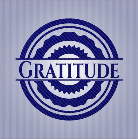 Gratitude badge with jean texture