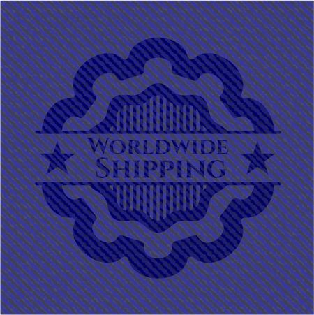Worldwide Shipping emblem with jean texture