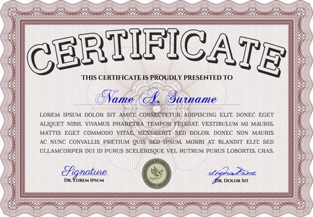 Diploma template or certificate template. Beauty design. Vector pattern that is used in money and certificate. With quality background. Red color.