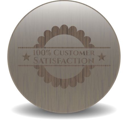 100% Customer Satisfaction realistic wooden emblem