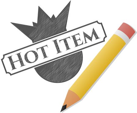 Hot Item emblem with pencil effect