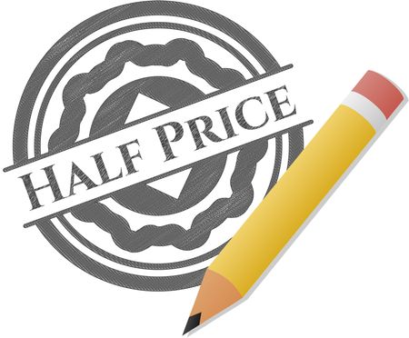 Half Price emblem with pencil effect