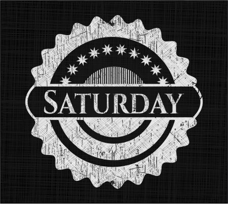 Saturday chalk emblem, retro style, chalk or chalkboard texture