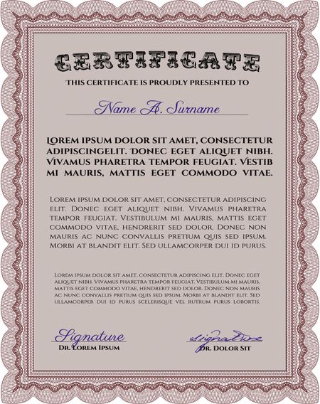 Red Certificate template. Easy to print. Customizable, Easy to edit and change colors. Nice design. 