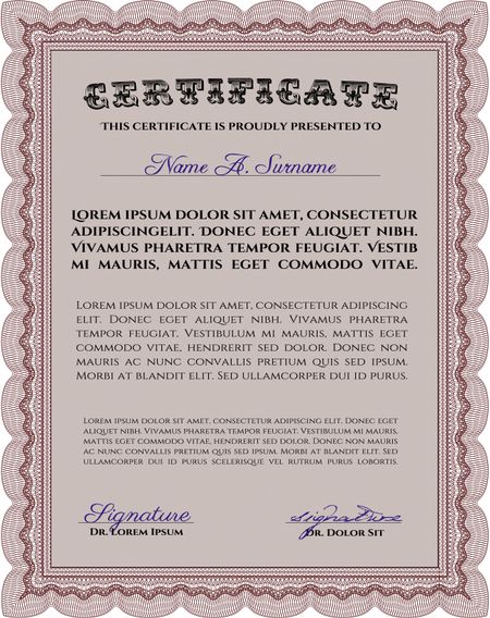 Red Certificate template. Easy to print. Customizable, Easy to edit and change colors. Nice design.