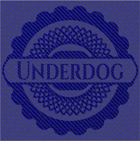 Underdog badge with denim background