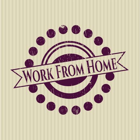 Work From Home rubber grunge texture stamp