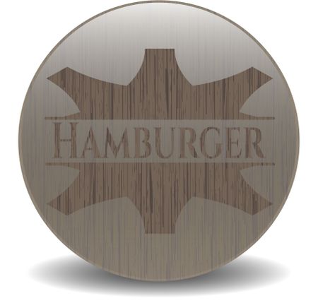 Hamburger wooden emblem. Vintage.