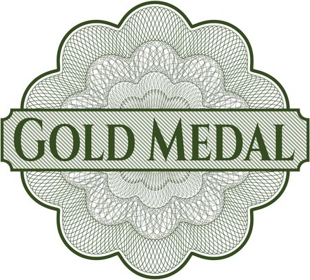 Gold Medal written inside abstract linear rosette