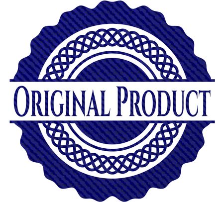 Original Product badge with denim background