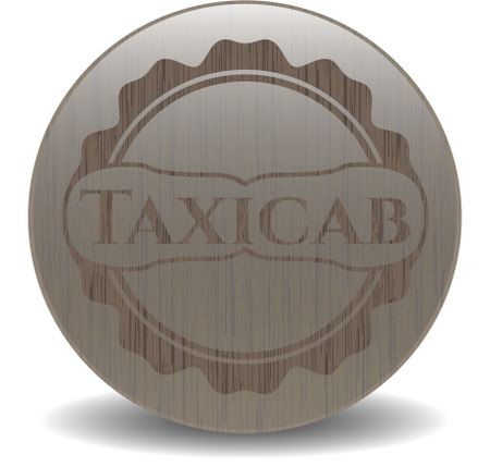 Taxicab realistic wooden emblem