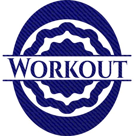 Workout badge with denim background
