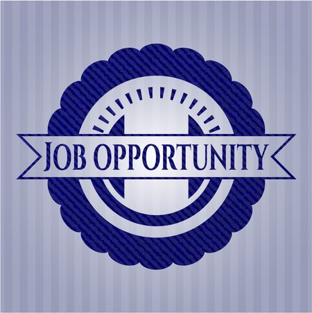 Job Opportunity emblem with jean background