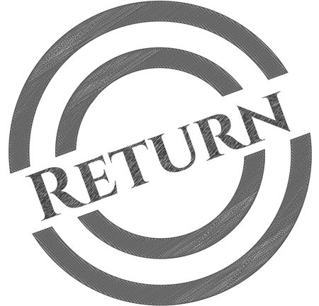 Return emblem with pencil effect