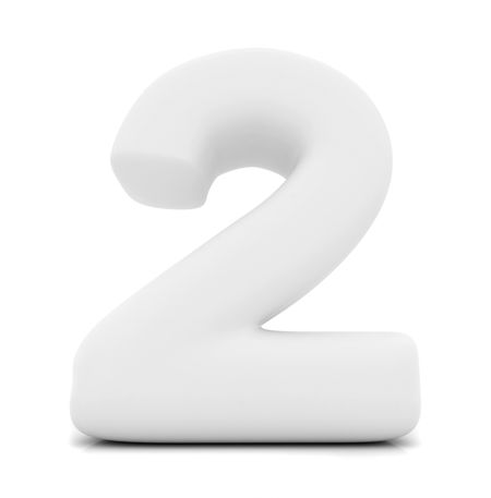 Number 2 in 3D isolated over a white background