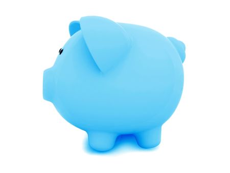 Blue piggybank from the side isolated over a white background