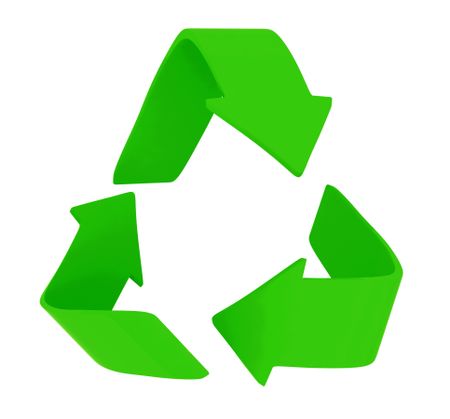 Green recycling sign isolated over a white background