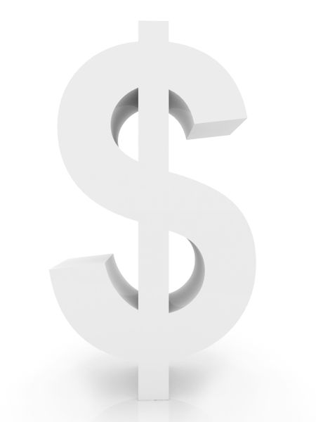 3D dollar symbol isolated over a white background
