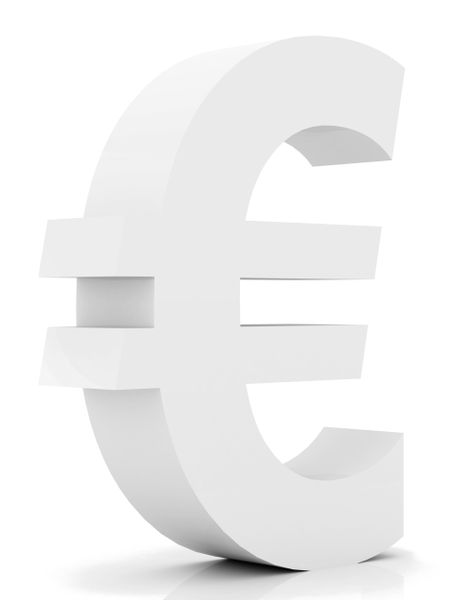 3D euro symbol isolated over a white background