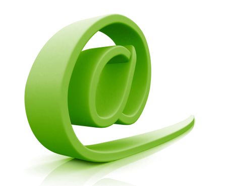Green 3D at symbol isolated over a white background