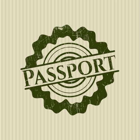 Passport rubber stamp with grunge texture