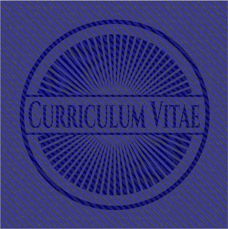 Curriculum Vitae emblem with jean background
