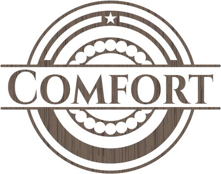 Comfort wooden emblem. Vintage.