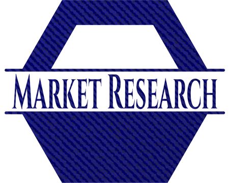 Market Research emblem with jean background