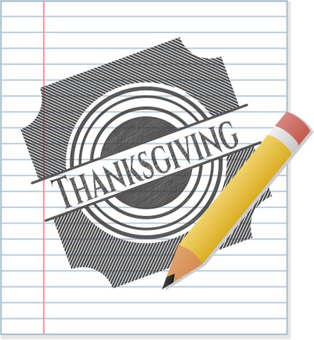 Thanksgiving emblem with pencil effect