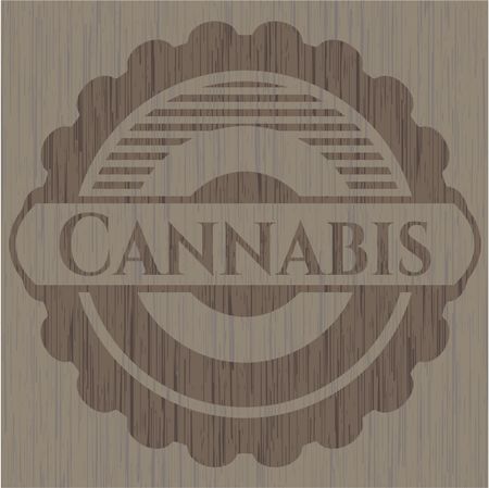 Cannabis wood emblem. Vintage.