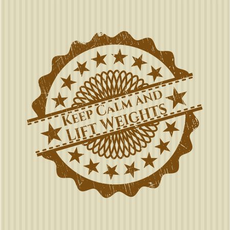 Keep Calm and Lift Weights rubber stamp with grunge texture