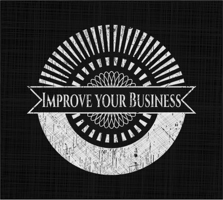 Improve your Business chalkboard emblem on black board