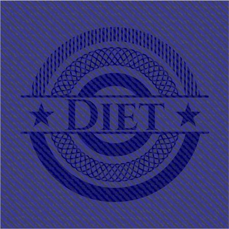 Diet badge with denim background