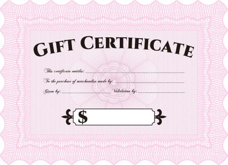 Gift certificate template. Complex design. Detailed. Printer friendly. 