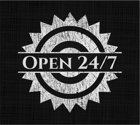 Open 24/7 with chalkboard texture