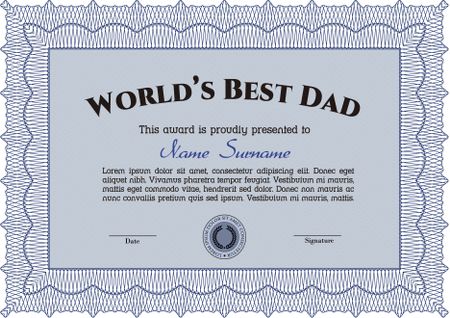 Award: Best Father in the world. With great quality guilloche pattern. Sophisticated design.