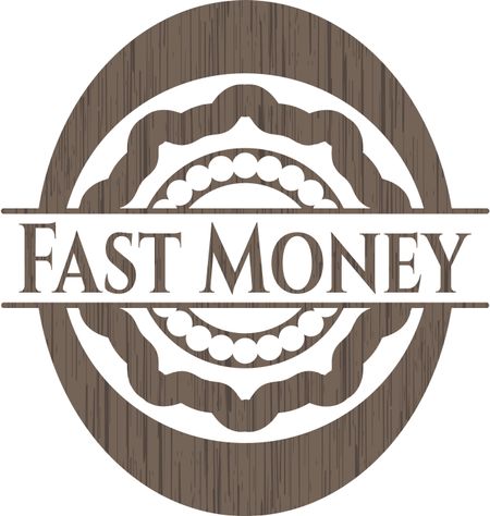 Fast Money retro style wood emblem