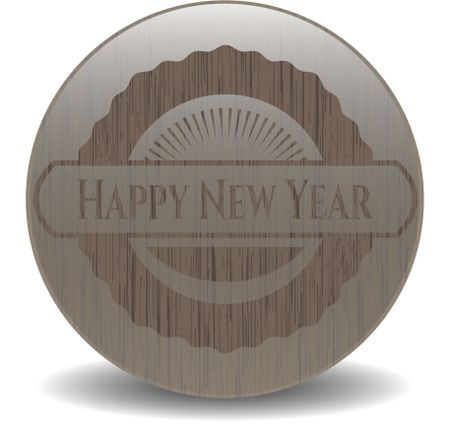 Happy New Year retro style wood emblem