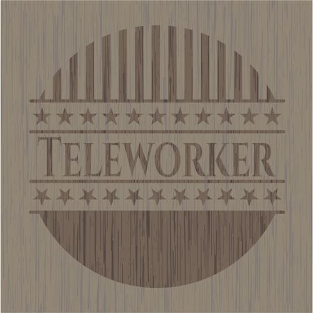 Teleworker realistic wood emblem