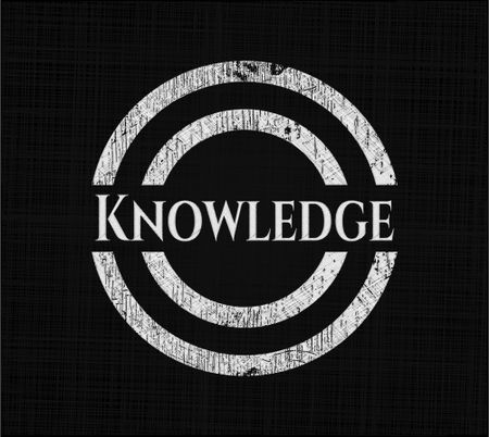 Knowledge chalkboard emblem on black board