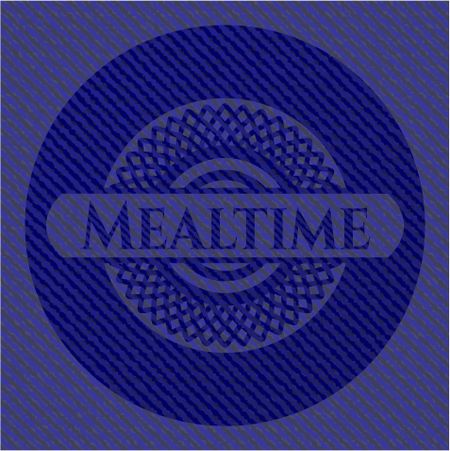 Mealtime emblem with denim texture