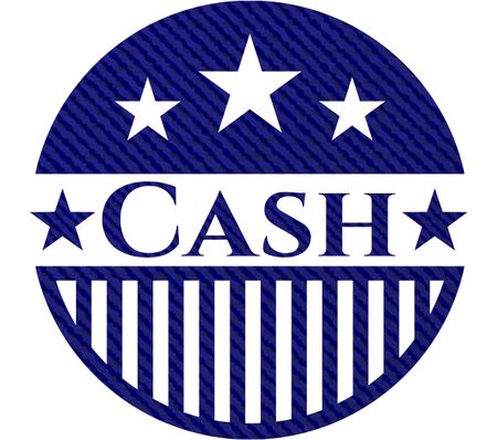 Cash emblem with denim texture