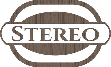 Stereo wooden emblem. Vintage.