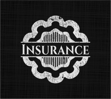 Insurance chalk emblem, retro style, chalk or chalkboard texture