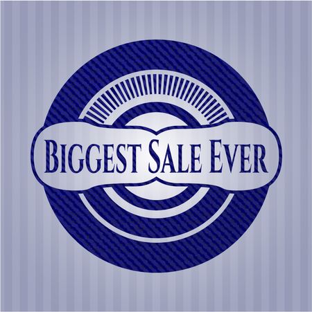 Biggest Sale Ever badge with jean texture