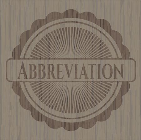 Abbreviation badge with wooden background