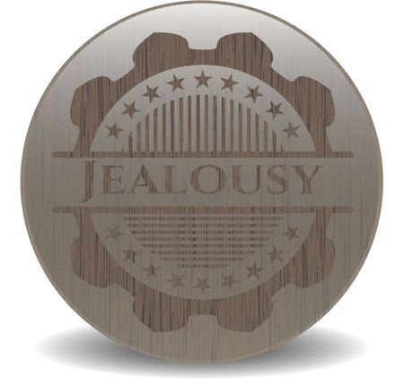 Jealousy retro style wooden emblem