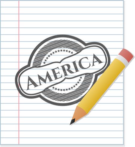 America drawn with pencil strokes