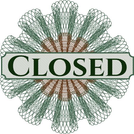 Closed inside money style emblem or rosette