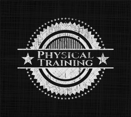 Physical Training chalkboard emblem on black board